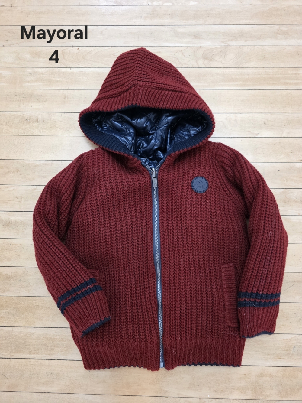 Mayoral Reversible Hooded Knit Zip Sweater/Puffer - Size 4